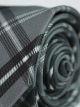 Grey Check Woven Necktie - TOSSIDO