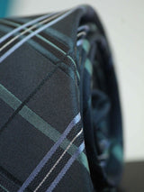 Grey Check Woven Silk Necktie - TOSSIDO