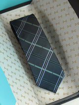 Grey Check Woven Silk Necktie - TOSSIDO
