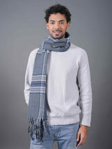 Grey Checkered Poly - Wool Muffler - TOSSIDO