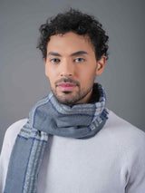 Grey Checkered Poly - Wool Muffler - TOSSIDO