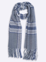 Grey Checkered Poly - Wool Muffler - TOSSIDO