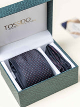 Grey Dotted Necktie Gift-set