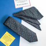 Grey Floral Necktie & Pocket Square Giftset - TOSSIDO