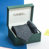 Grey Floral Necktie & Pocket Square Giftset - TOSSIDO