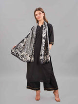 Grey Floral Printed Stole - TOSSIDO