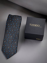 Grey Floral Woven Long Necktie - TOSSIDO