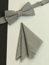 Grey Geometric Bowtie & Pocket Square Set - TOSSIDO