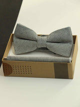 Grey Geometric Bowtie & Pocket Square Set - TOSSIDO