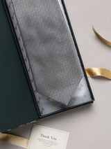 Grey Geometric Broad + Long Necktie - TOSSIDO