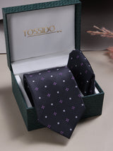 Grey Geometric Necktie & Pocket Square Giftset - TOSSIDO