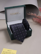 Grey Geometric Necktie & Pocket Square Giftset - TOSSIDO