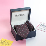 Grey Geometric Necktie & Pocket Square Giftset - TOSSIDO