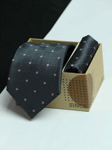 Grey Geometric Necktie & Pocket Square Giftset - TOSSIDO