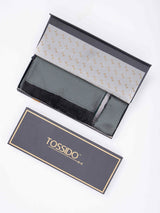 Grey Geometric Reversible Stole & Pocket Square Set - TOSSIDO