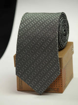 Grey Geometric Silk Necktie - TOSSIDO