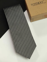 Grey Geometric Silk Necktie - TOSSIDO