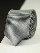 Grey Geometric Wool Skinny Necktie - TOSSIDO