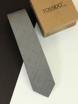 Grey Geometric Wool Skinny Necktie - TOSSIDO