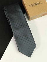 Grey Geometric Woven Necktie - TOSSIDO