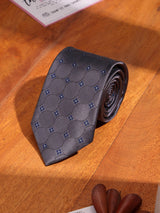 Grey Geometric Woven Necktie - TOSSIDO