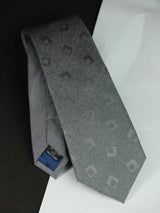 Grey Geometric Woven Silk Necktie - TOSSIDO