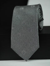 Grey Geometric Woven Silk Necktie - TOSSIDO