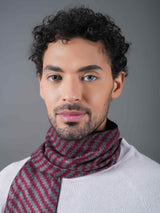 Grey & Maroon Stripe Muffler - TOSSIDO