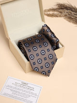 Grey Medallion Performance Silk™ Necktie & Pocket Square Gift Set - TOSSIDO