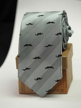 Grey novelty necktie in woven microfiber, close-up