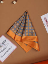 Grey & Orange Geometric Pocket Square - TOSSIDO