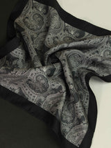 Grey Paisley Silk Pocket Square - TOSSIDO