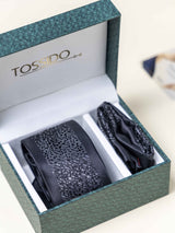 Grey Panel Necktie Gift - set - TOSSIDO