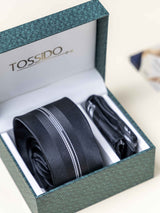 Grey Panel Necktie Gift - set - TOSSIDO