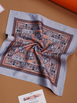 Grey & Peach Paisley Pocket Square - TOSSIDO