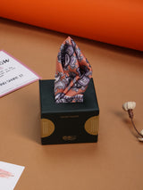 Grey & Peach Paisley Pocket Square - TOSSIDO