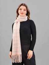 Grey & Pink Check Woolen Muffler - TOSSIDO