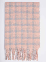 Grey & Pink Check Woolen Muffler - TOSSIDO