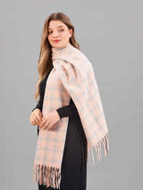 Grey & Pink Check Woolen Muffler - TOSSIDO