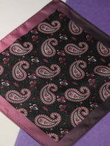 Grey & Pink Paisley Pocket Square - TOSSIDO