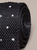 Grey Polka Silk Knitted Necktie