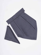 Grey Polka Woven Cravat & Pocket Square Set - TOSSIDO