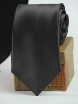Grey solid necktie in woven microfiber, close-up