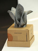 Grey Solid Wool Pocket Square - TOSSIDO