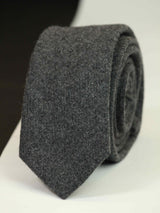 Grey Solid Wool Skinny Necktie - TOSSIDO