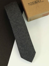 Grey Solid Wool Skinny Necktie - TOSSIDO