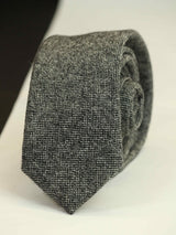 Grey Solid Wool Skinny Necktie - TOSSIDO