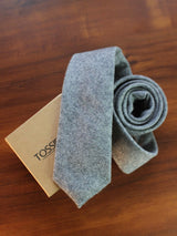 Grey Solid Wool Skinny Necktie - TOSSIDO
