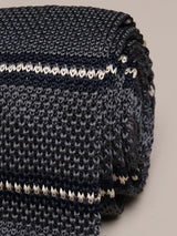 Grey Stripe Silk Knitted Necktie