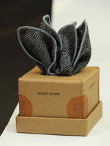 Grey Stripe Wool Pocket Square - TOSSIDO